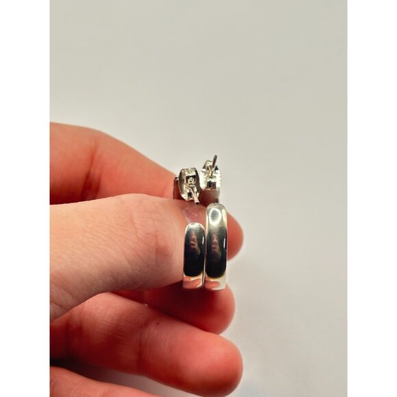 18K Sterling Silver Gold Hoop Earrings Filigree Design - Picture 7 of 10